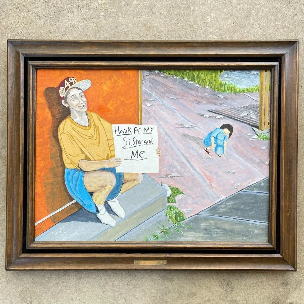 Original Framed Oil Painting Art on Canvas, Santa Fe Barrio